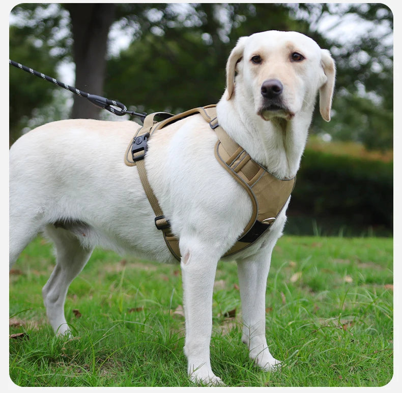 No-Pull Dog Harness with AirTag Holder, Handle & Front Clip — Reflective Padded Vest for Walking & Training