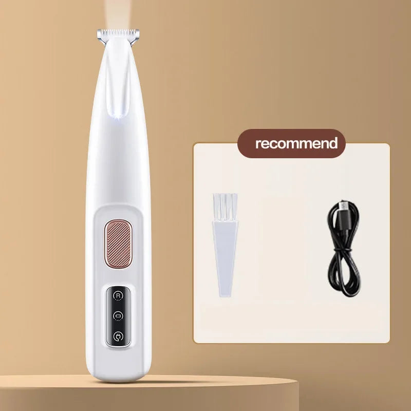 Cordless Dog Paw Trimmer with LED Light — Waterproof, 18mm Blade, LED Display