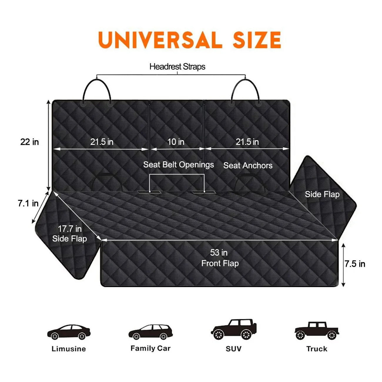 Waterproof Dog Car Seat Hammock Cover | Dirt-Resistant Back Seat Protector with Shoulder Straps