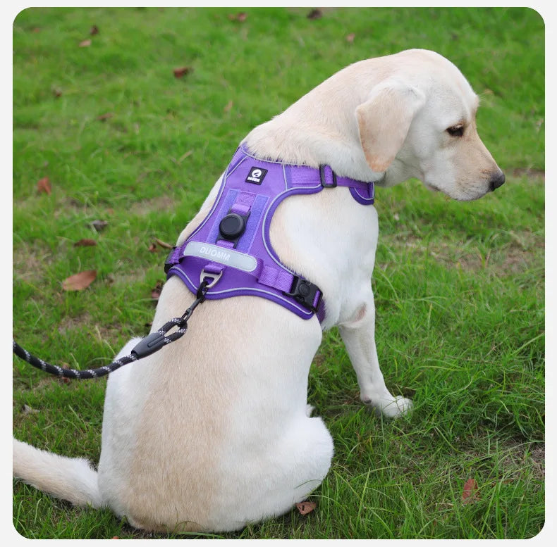Tactical No-Pull Dog Harness with AirTag Holder – Reflective Vest for Medium & Large Dogs