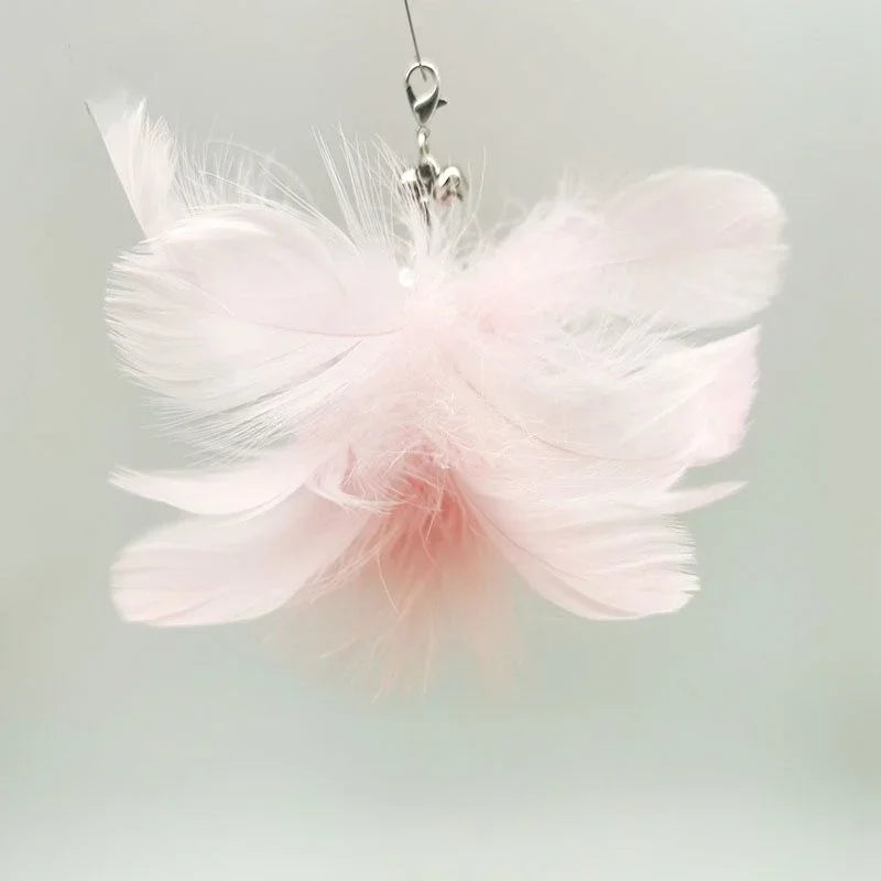 Feather Wand Cat Toy with Bell & Worm String - Interactive Teaser Set