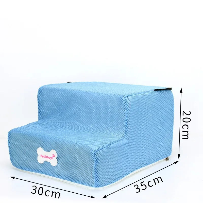 Anti-Slip Pet Stairs with Removable Washable Cover – 2 or 3 Step Ramp for Dogs & Cats