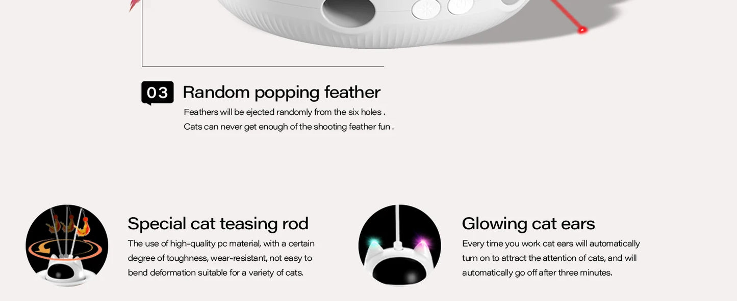 Jouet interactif pour chat 4 en 1, rechargeable par USB, avec plumeau et balle
