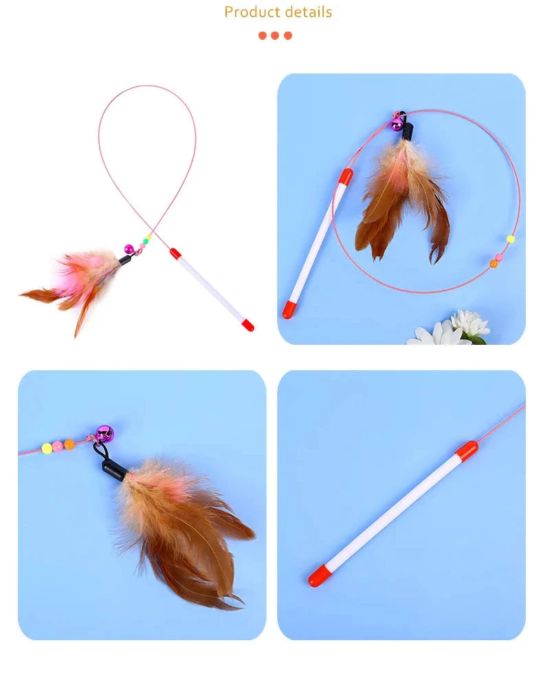 Jouet interactif pour chat en baguette de plumes - Agitateur filaire