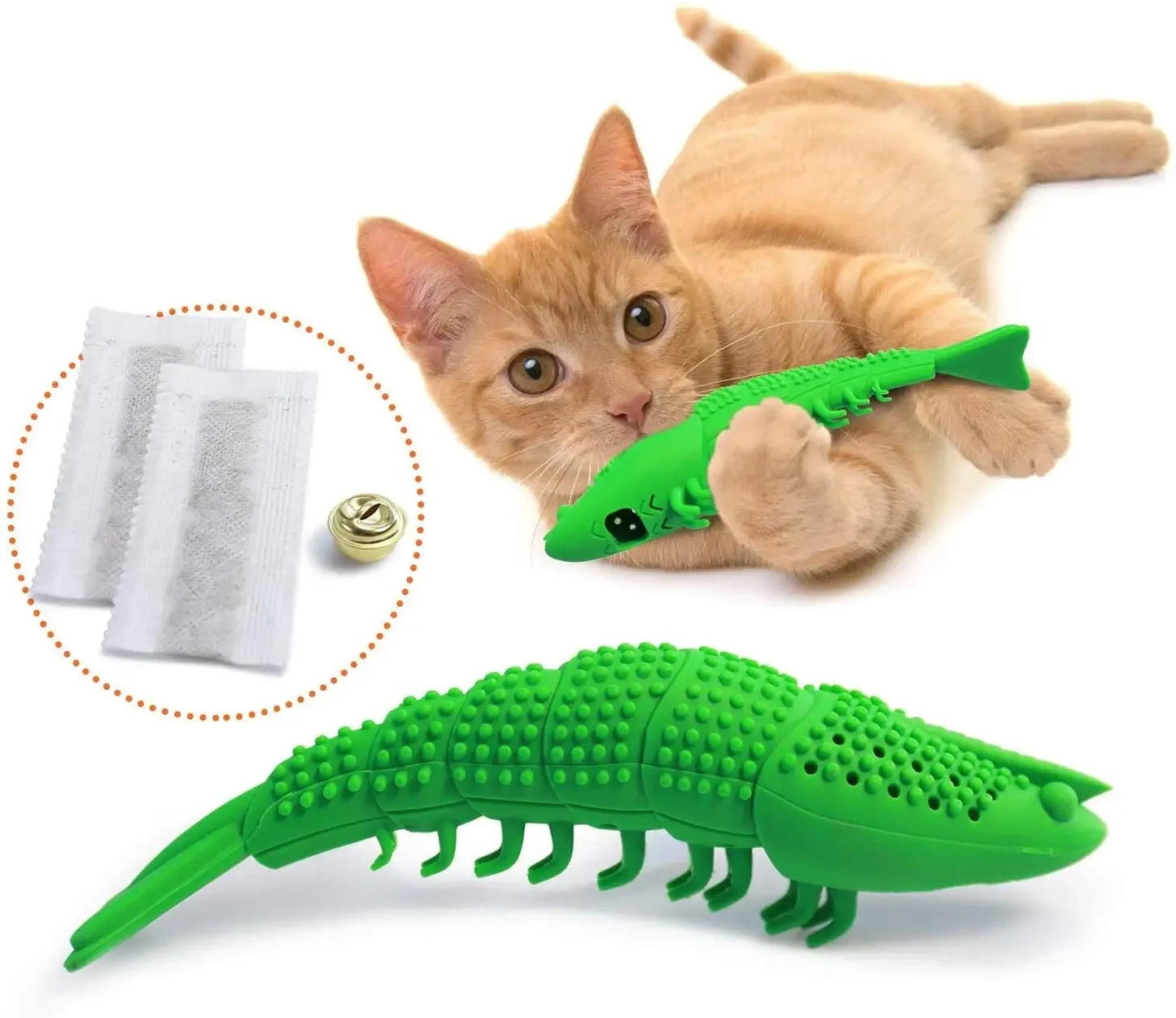 Interactive Cat Toothbrush Chew Toy - Durable Rubber Dental Care and Treat Dispenser