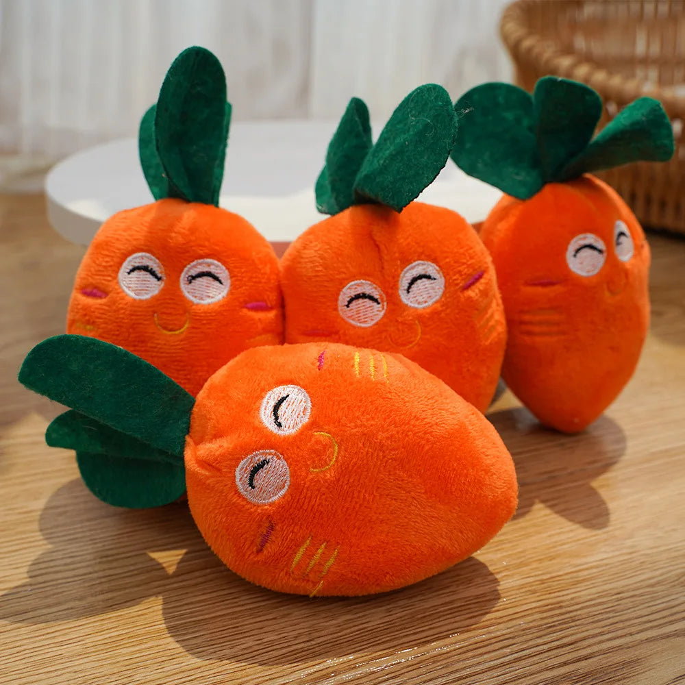Jouet couineur en peluche carotte pour chats et petits chiens