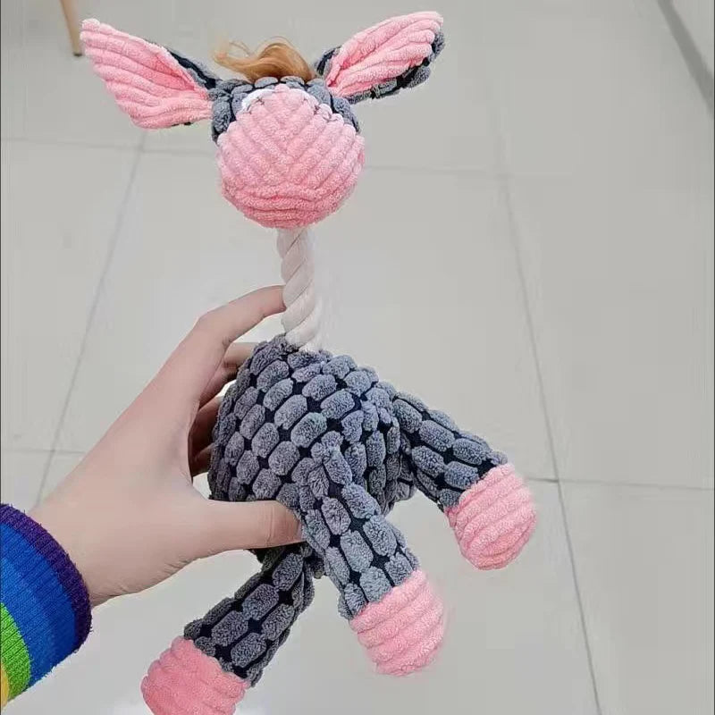 Animal Shaped Squeaky Fleece Chew Toy for Small Dogs