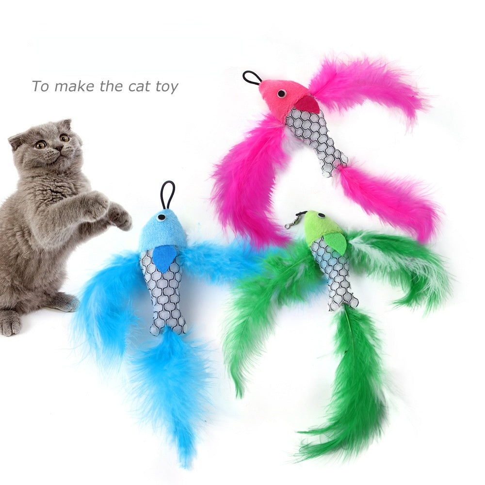 Cat Wand Replacement Head - Flying Fish Plush Toy Attachment for Interactive Play