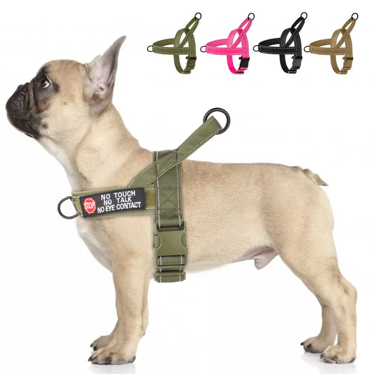 Tactical No-Pull Dog Harness - Reflective Nylon Vest for Training