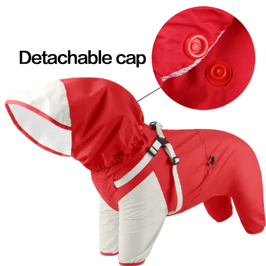Waterproof Reflective Hooded Dog Raincoat – S to 3XL