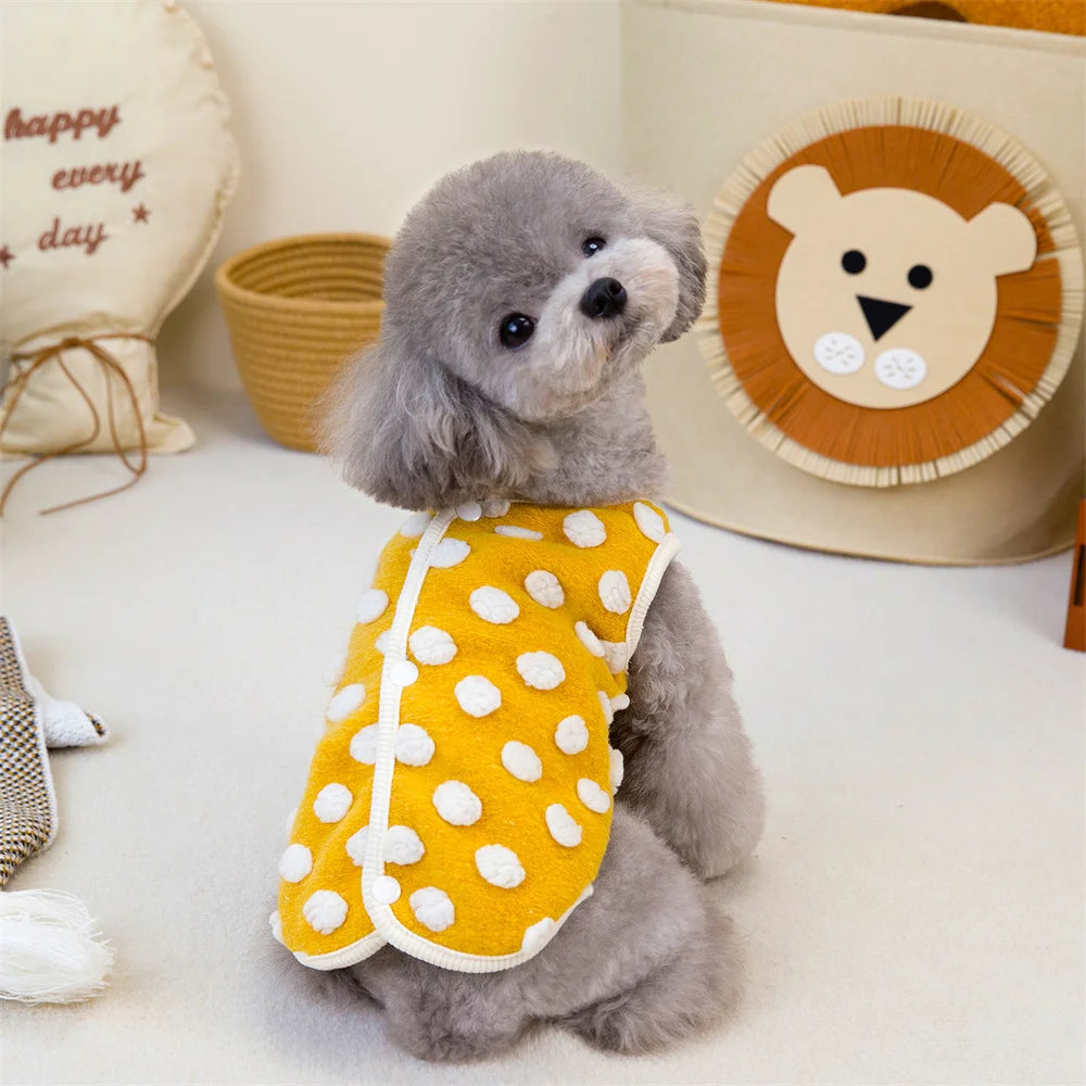 Fleece Dot Print Jacket Vest for Small Dogs & Cats