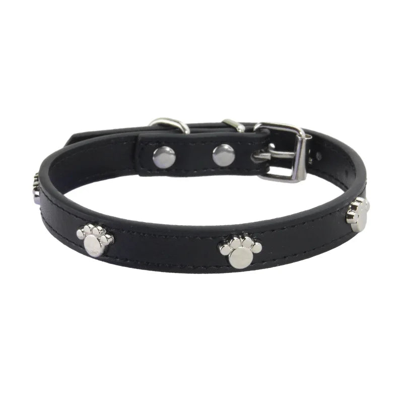 Leather Dog Collar with Footprint Design