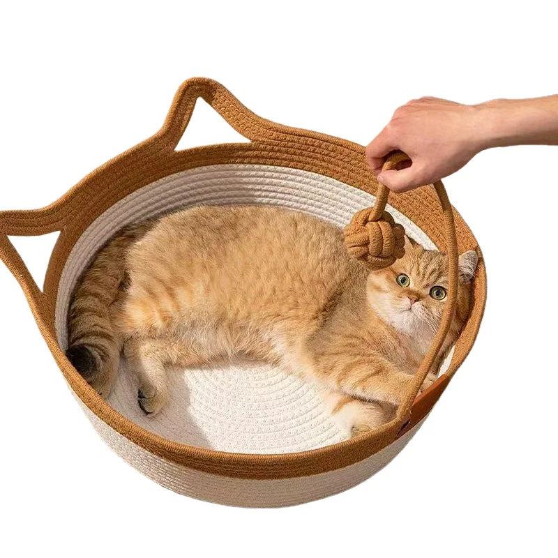 Hand-Woven Rattan Cat Bed – Summer Cooling