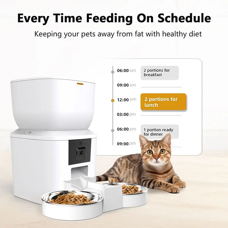 Automatic Pet Feeder with 1080p Camera, Voice Recorder & Remote Control
