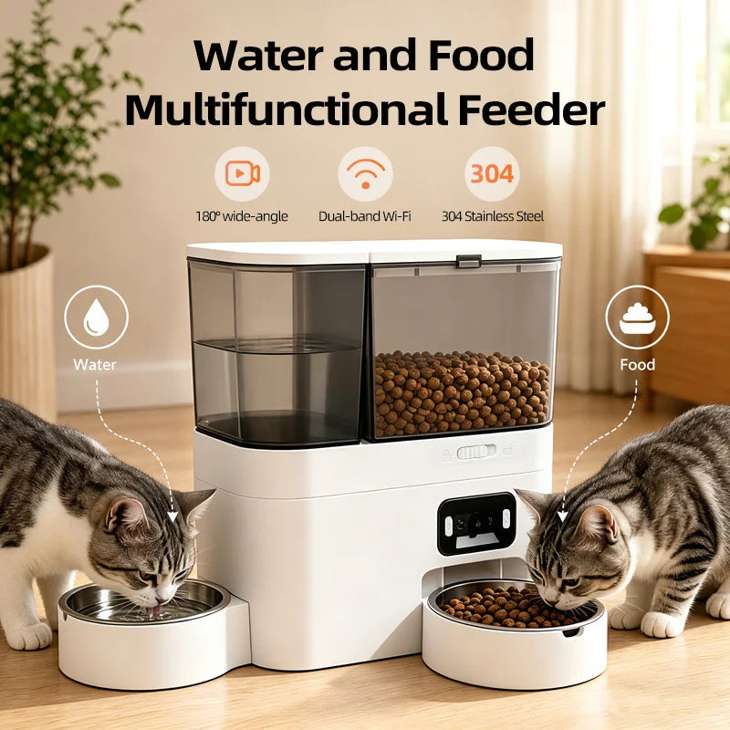 2-in-1 Smart Pet Feeder & Water Dispenser with WiFi Camera & App Control