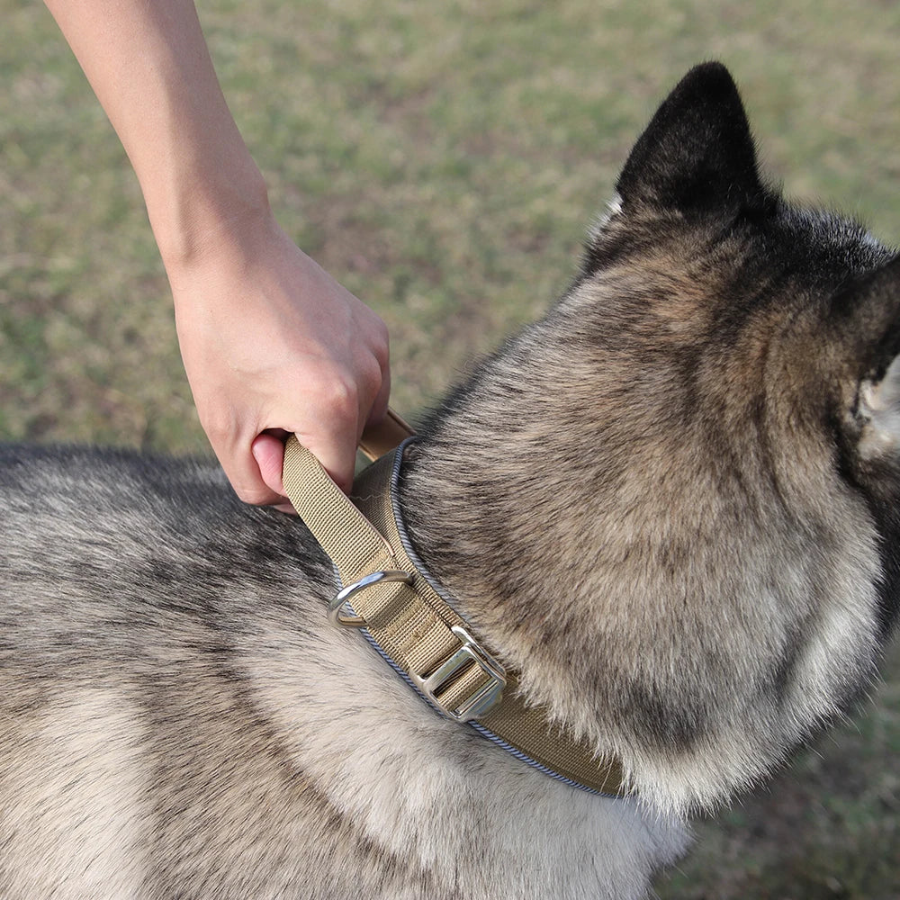 Padded Reflective Tactical Dog Collar for Medium & Large Dogs