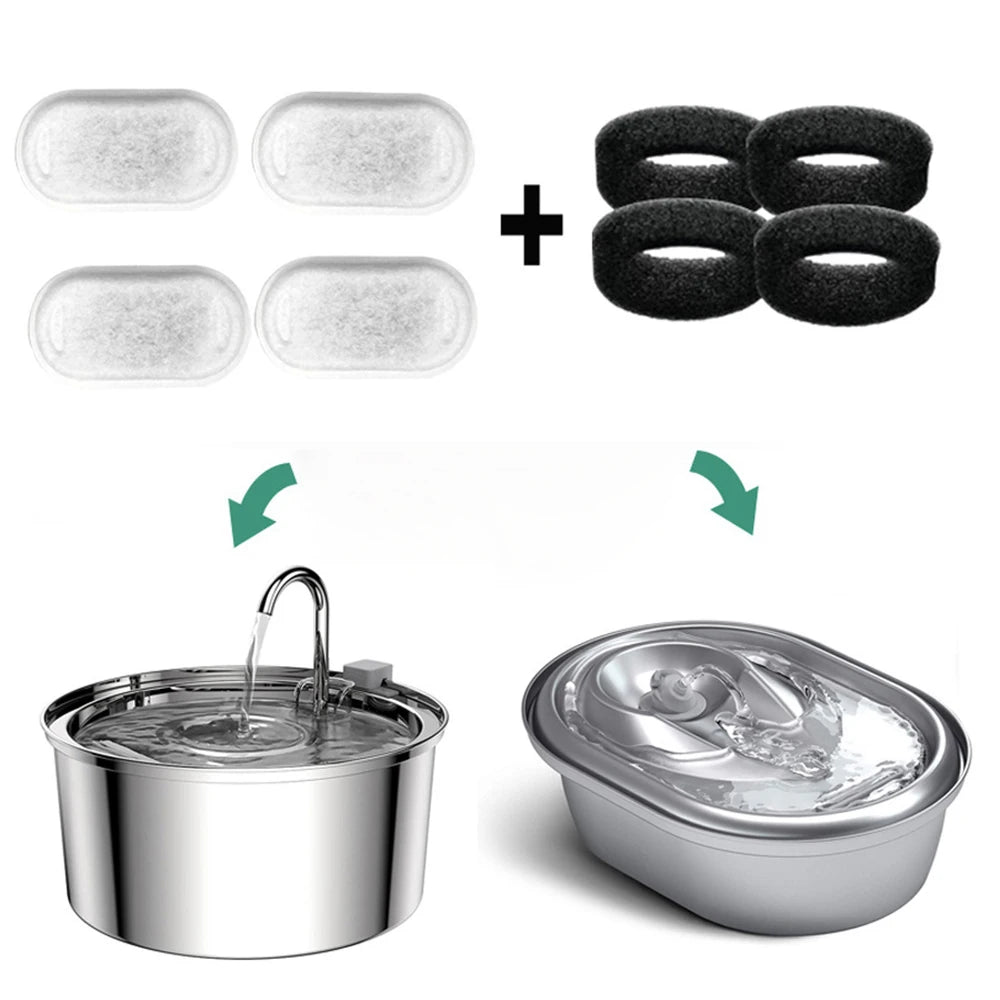 Filtres de remplacement à charbon actif pour fontaines à eau pour animaux de compagnie — 8 pièces