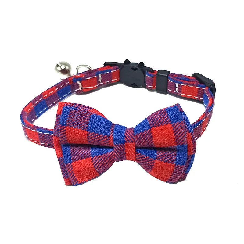 Collier pour chat sécurisé avec nœud papillon et clochette - Motif écossais