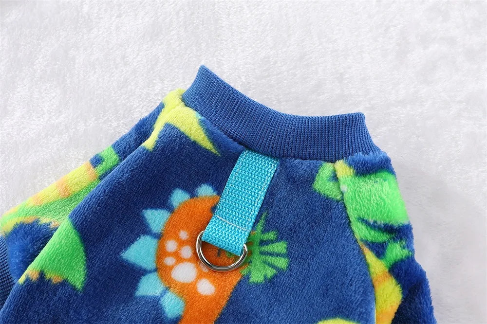 Fleece Dog & Cat Jumpsuit with Leash Ring | Soft Warm Autumn Winter Coat for Puppies to Large Dogs