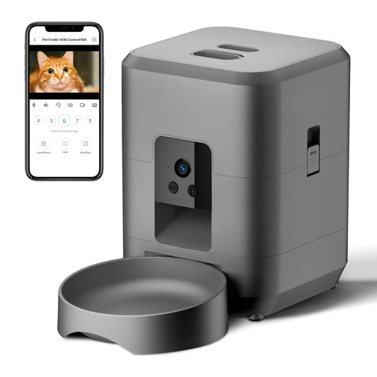 Distributeur automatique de croquettes 2L avec vidéo pour chat, alimentation intelligente programmée et quantitative, gamelle pour chat, chien et animal de compagnie contrôlée par application