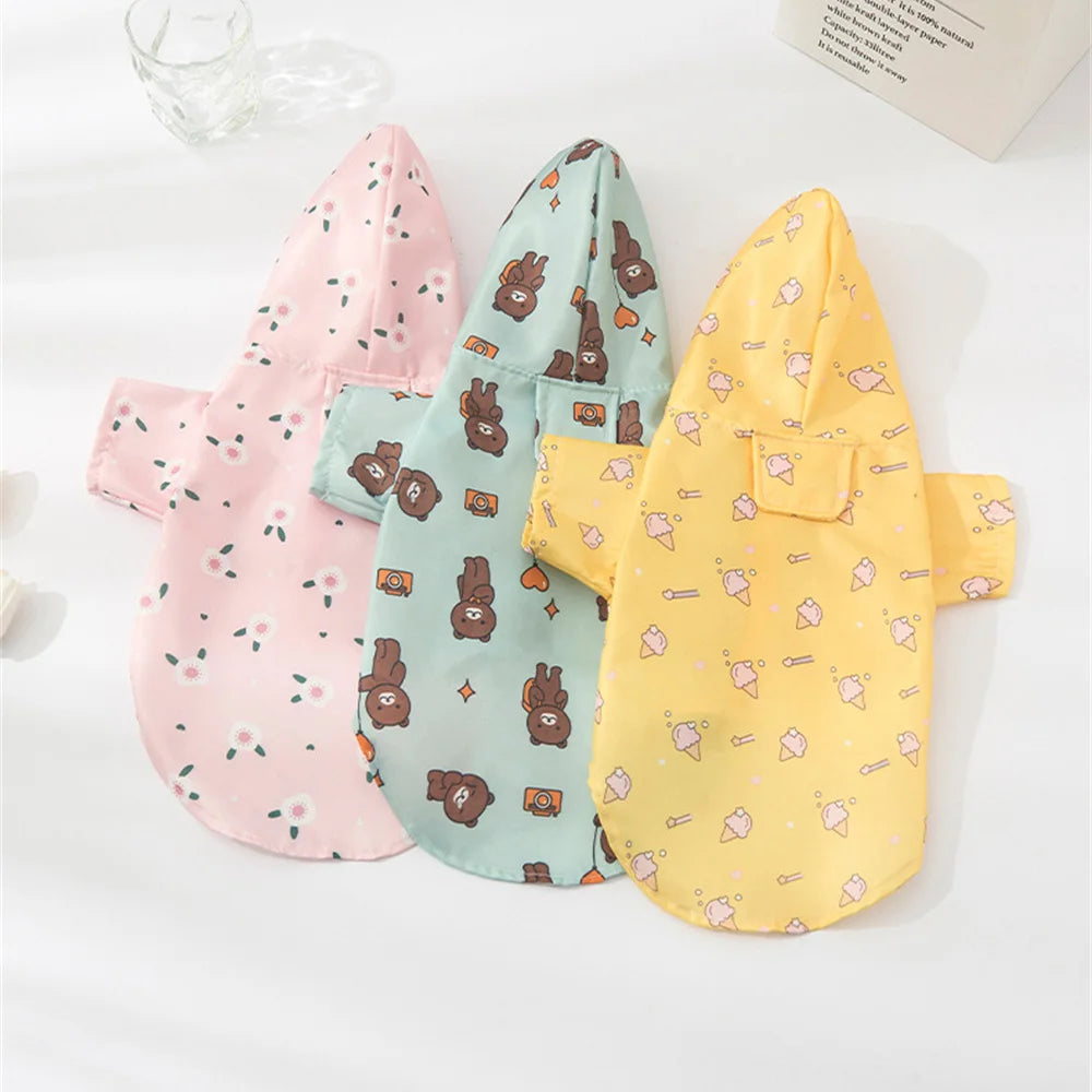 Printed Pet Dog Raincoat Waterproof Pet Hoodie with Traction Hole for Small Dogs Bichon Chihuahua Puppy Chubasquero Para Perros