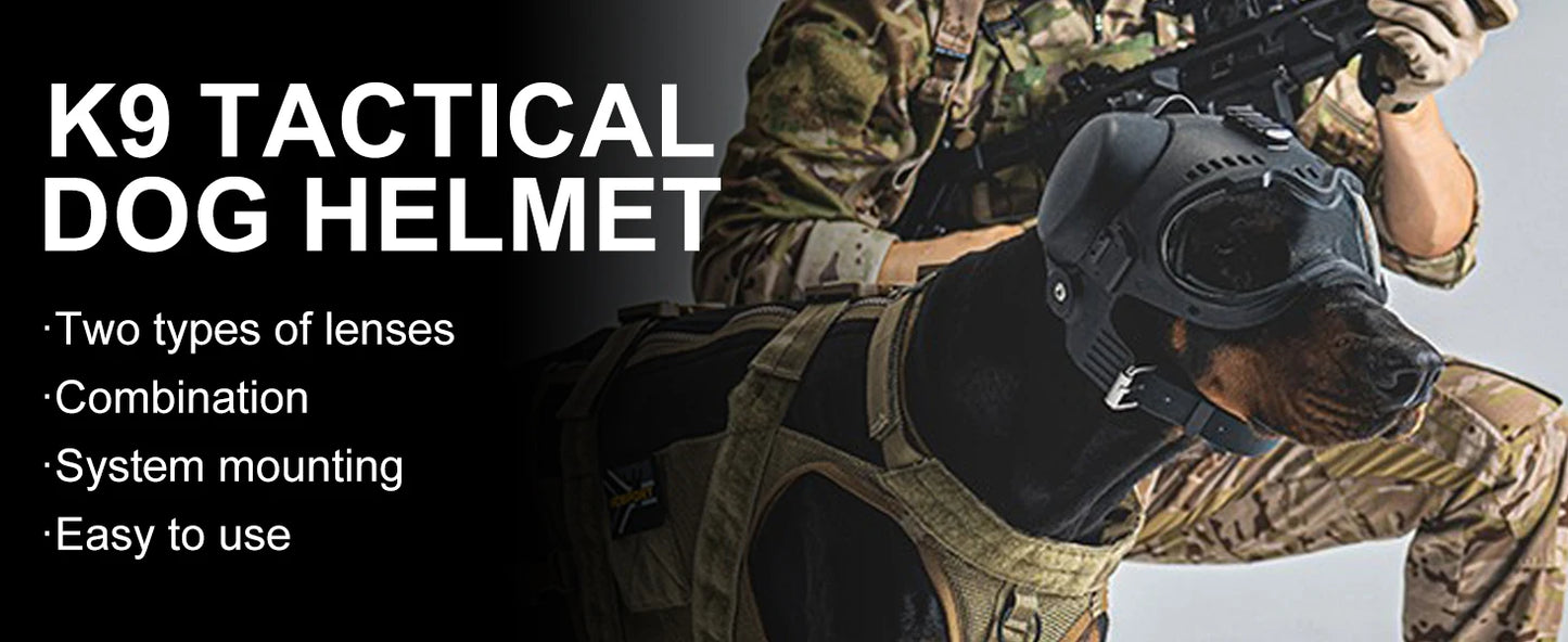 2-in-1 Tactical Dog Helmet with Detachable Goggles for Small & Medium Dogs
