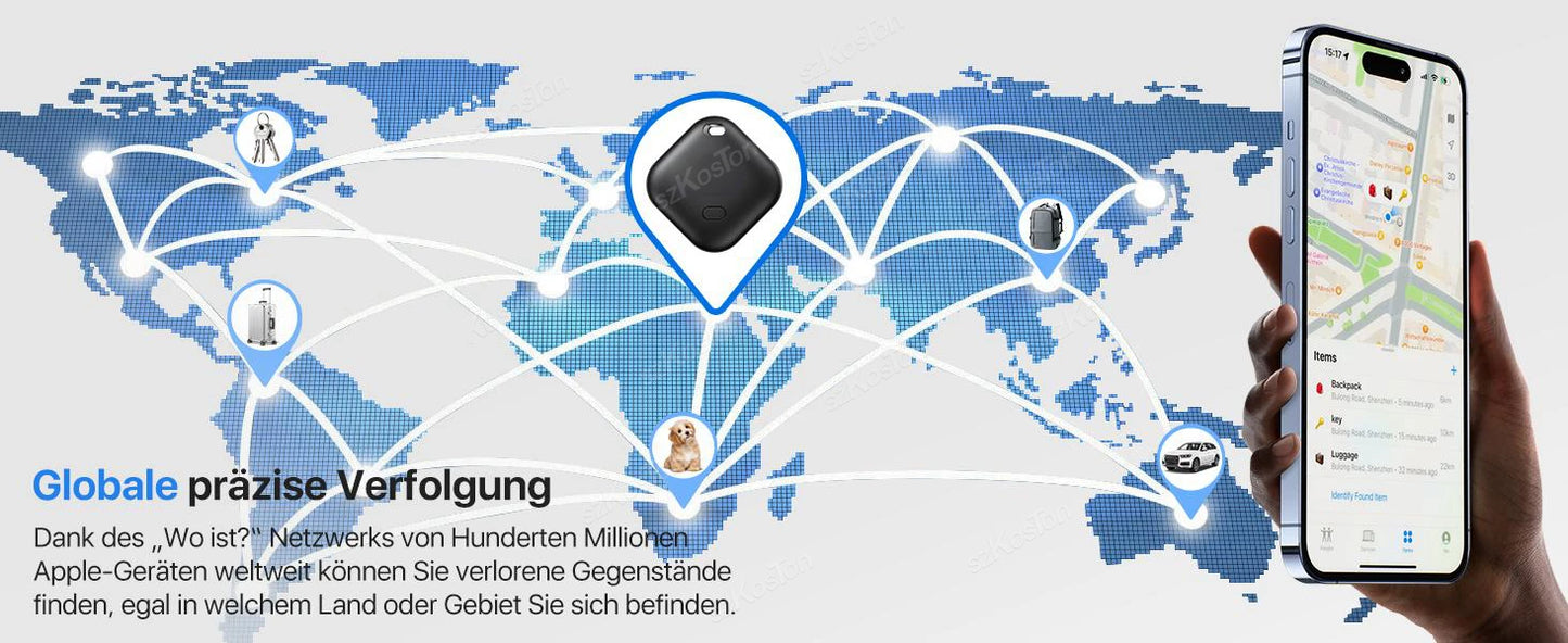 Mini traceur GPS pour animaux de compagnie et enfants - Localisateur intelligent compatible avec Localiser d'iOS