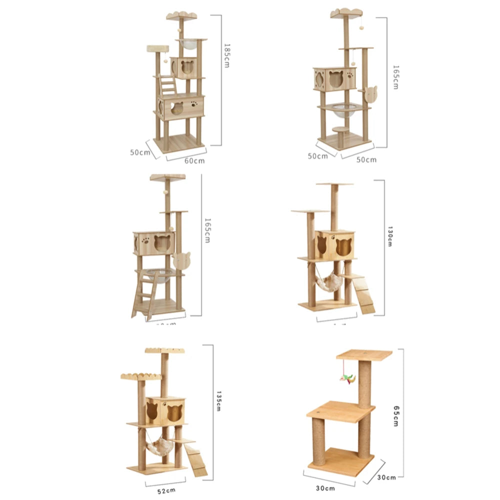 Multi-Level Wooden Cat Tree with Sisal Scratching Posts