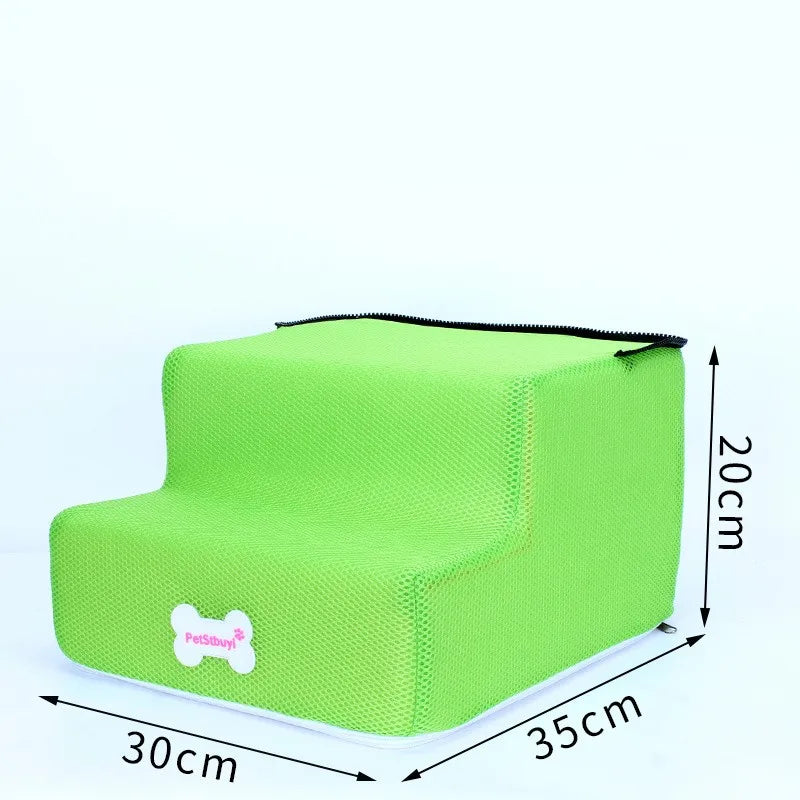 Anti-Slip Pet Stairs with Removable Washable Cover – 2 or 3 Step Ramp for Dogs & Cats