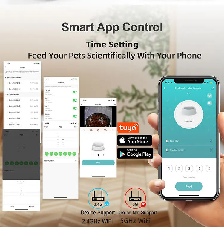 Automatic Pet Feeder with 1080p Camera, Voice Recorder & Remote Control