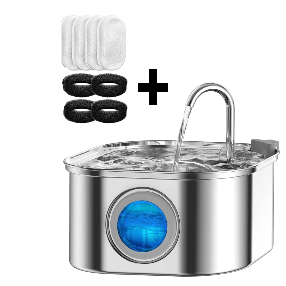 Stainless Steel Smart Pet Water Fountain with Sensor — 3.2L