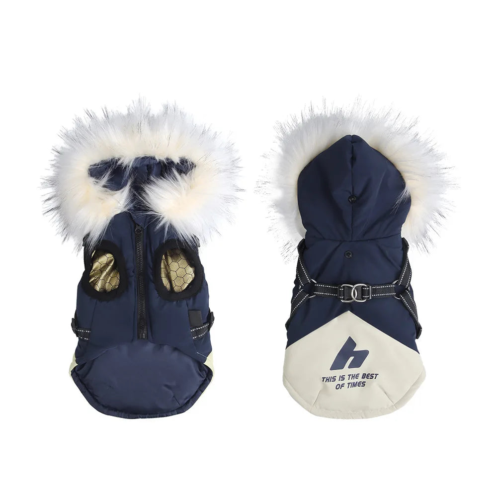 Fleece Hooded Dog Jacket – Warm Plush Winter Coat for Dogs & Cats
