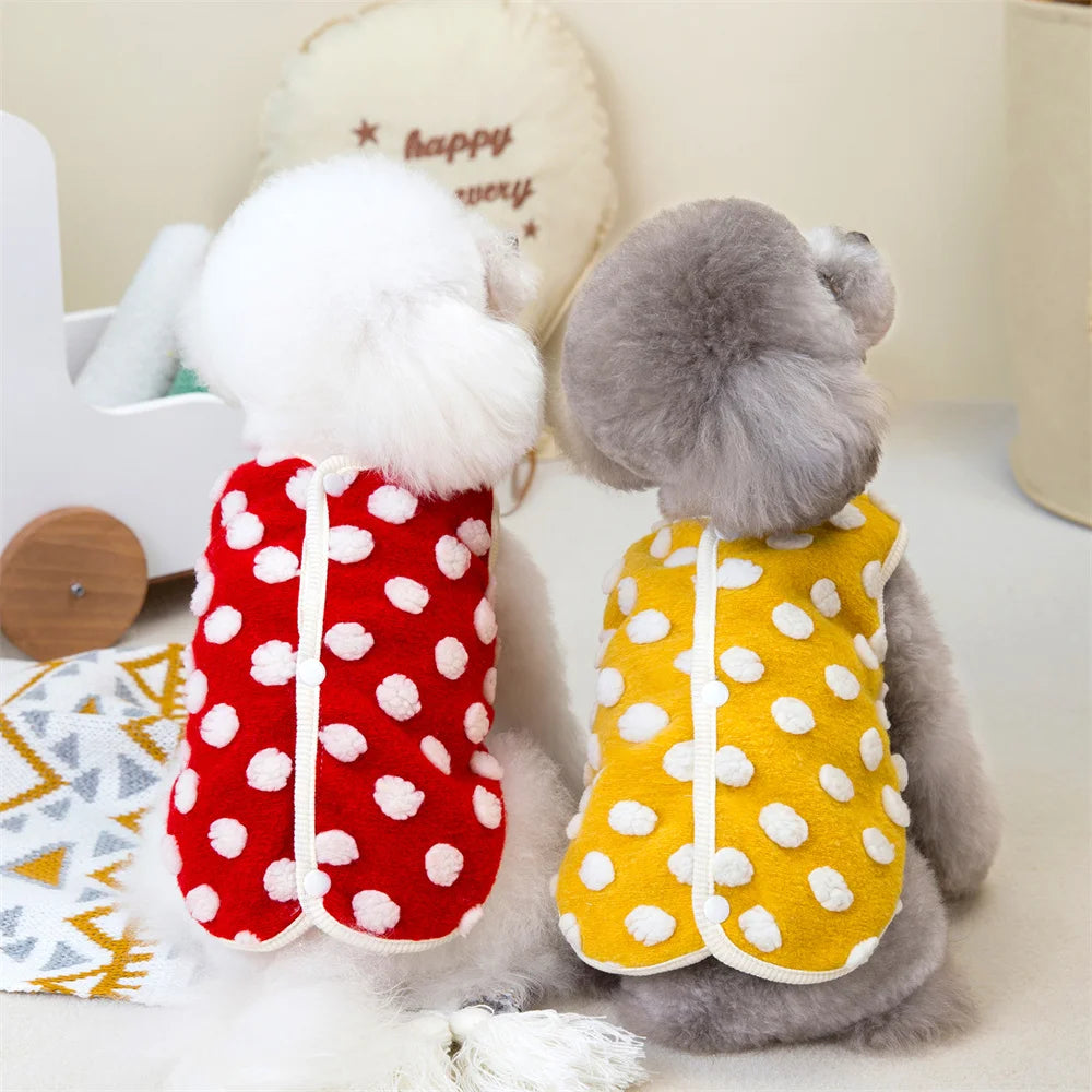 Fleece Dot Print Jacket Vest for Small Dogs & Cats