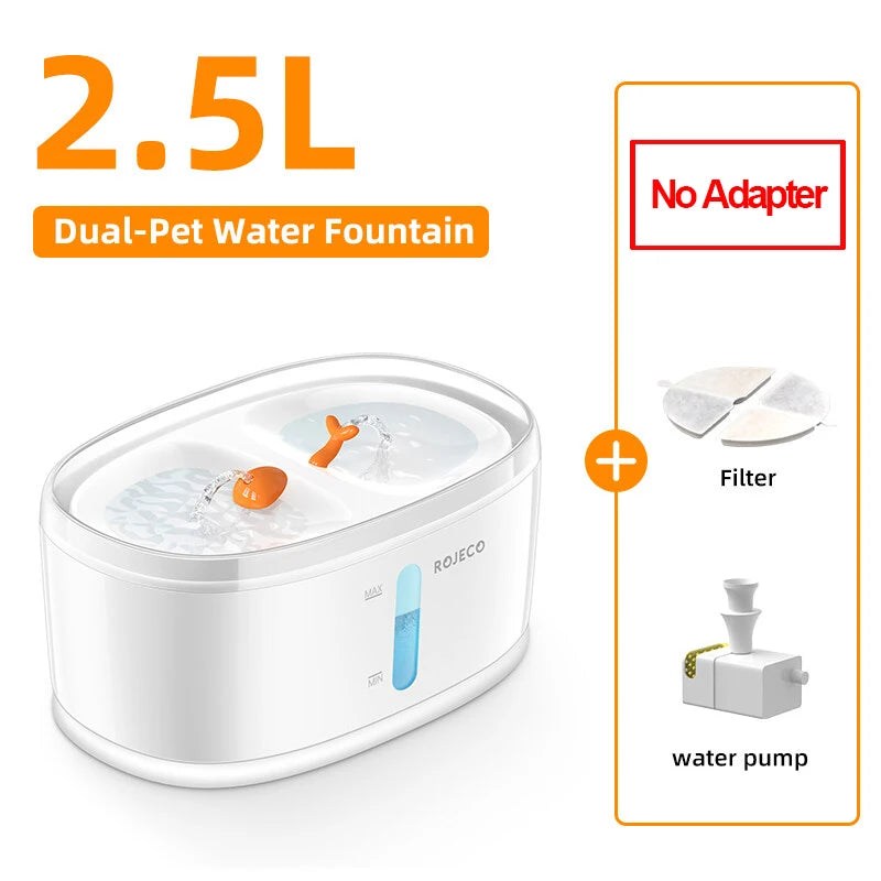 Dual Bowl Automatic Pet Water Fountain for Multiple Cats and Dogs