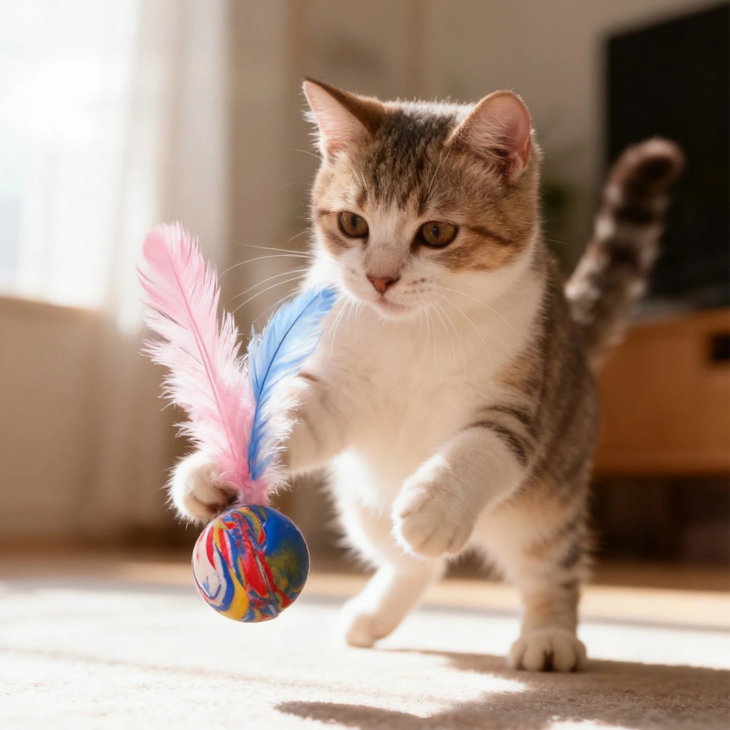 Interactive Feather Ball Cat Toy Set