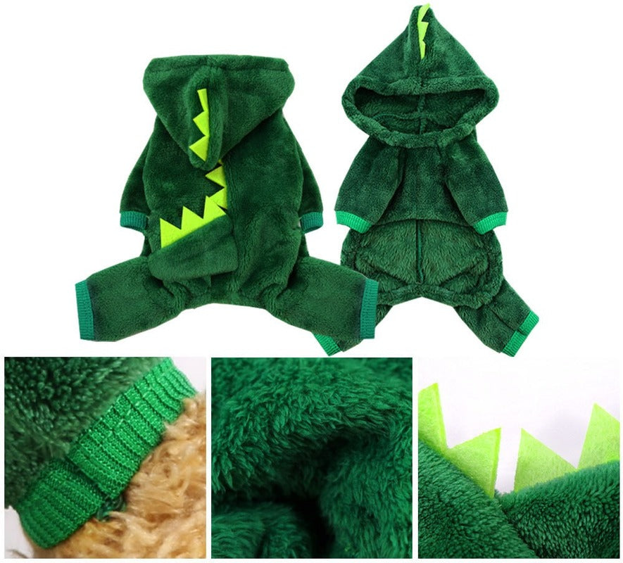 Dinosaur Pet Costume - Fleece Hoodie for Small Dogs & Cats