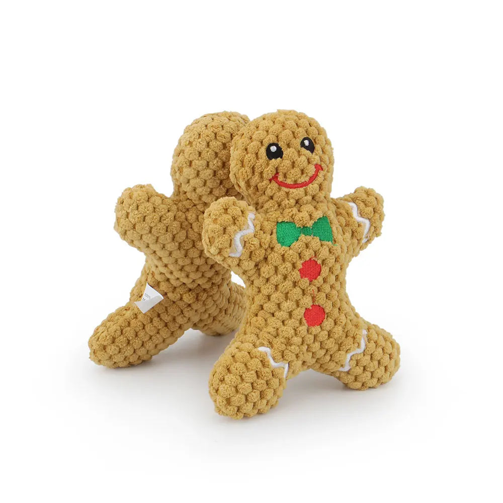 Christmas Plush Squeaky Toy for Dogs & Cats – Santa, Deer & Gingerbread