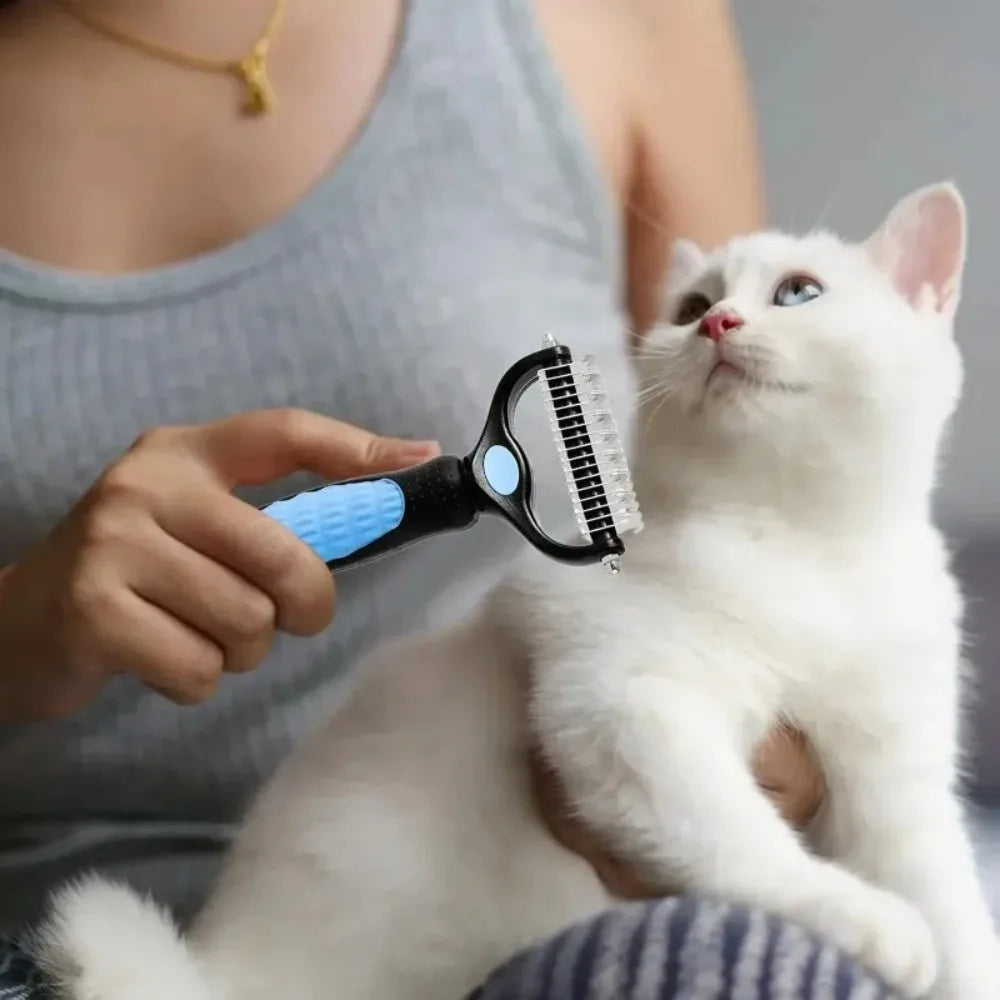 Double-Sided Stainless Steel Pet Grooming Comb – Detangling & Dematting Brush for Dogs & Cats
