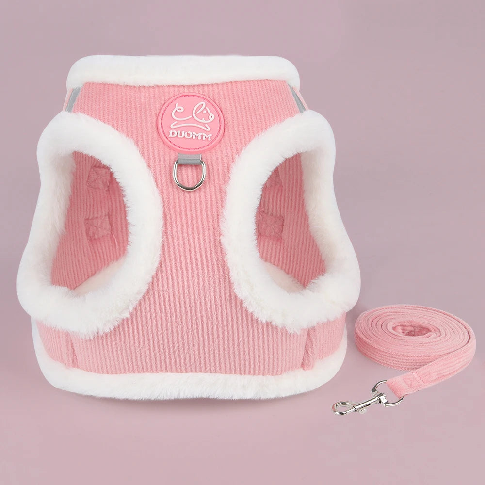 Rabbit Fur Harness & Leash Set for Cats & Small Dogs