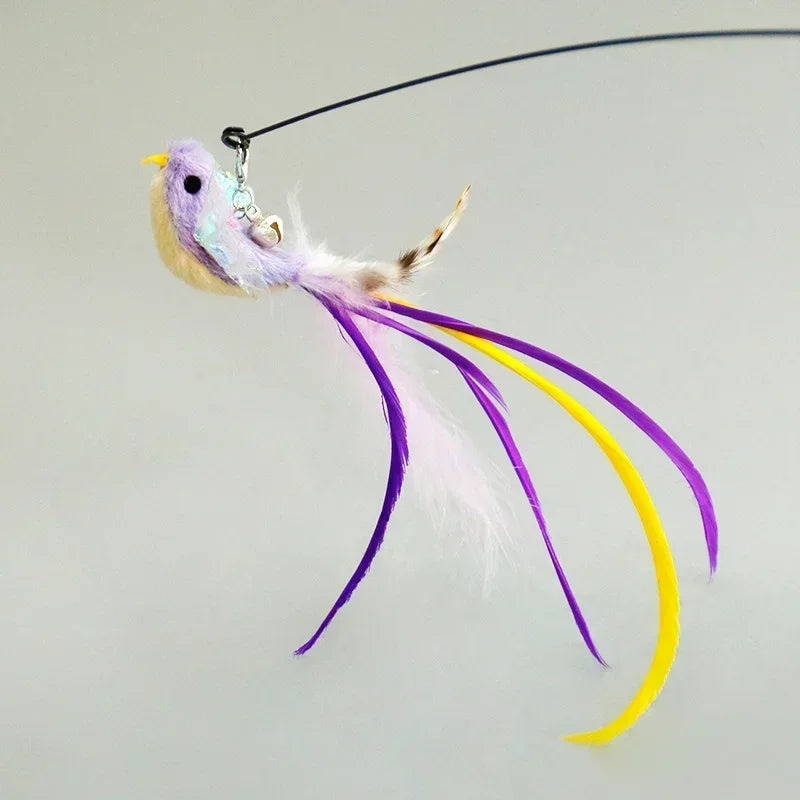 Interactive Feather Wand Cat Toy with Bell