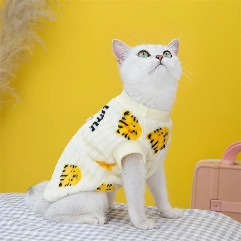 Strawberry Print Plush Pullover Sweater for Cats & Small Dogs