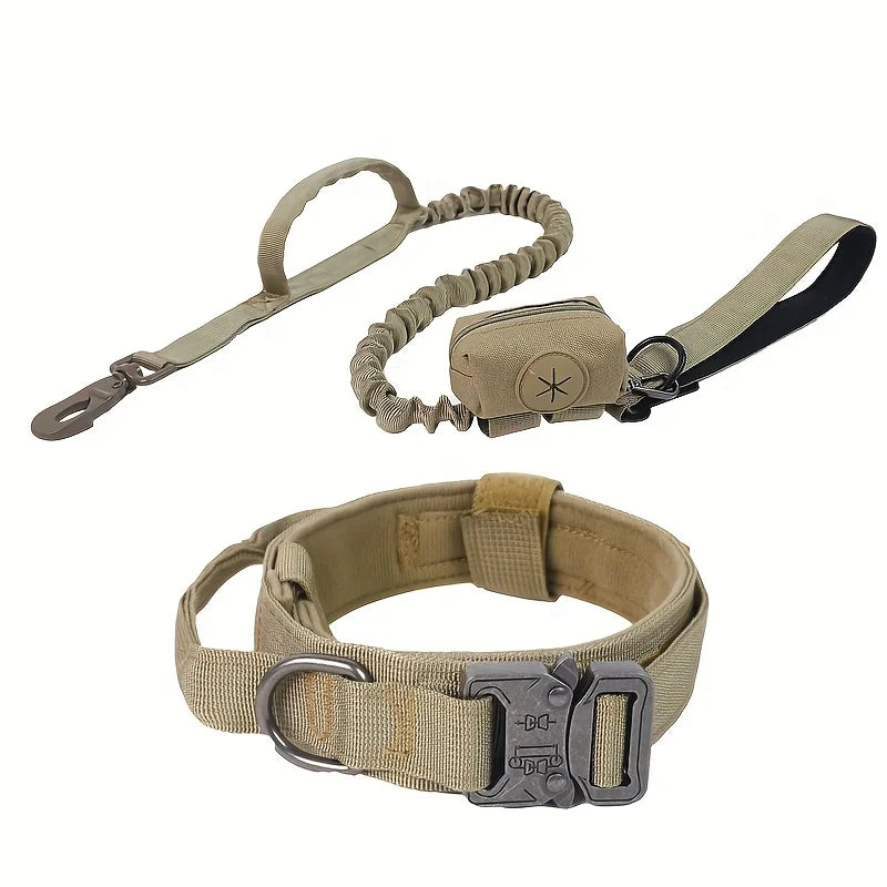 Tactical Military Nylon Dog Collar with Control Handle & Metal Buckle