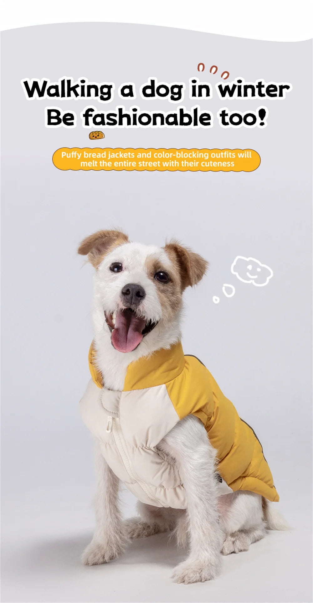 Windproof Reflective Down Jacket for Small Dogs | Harness Hole