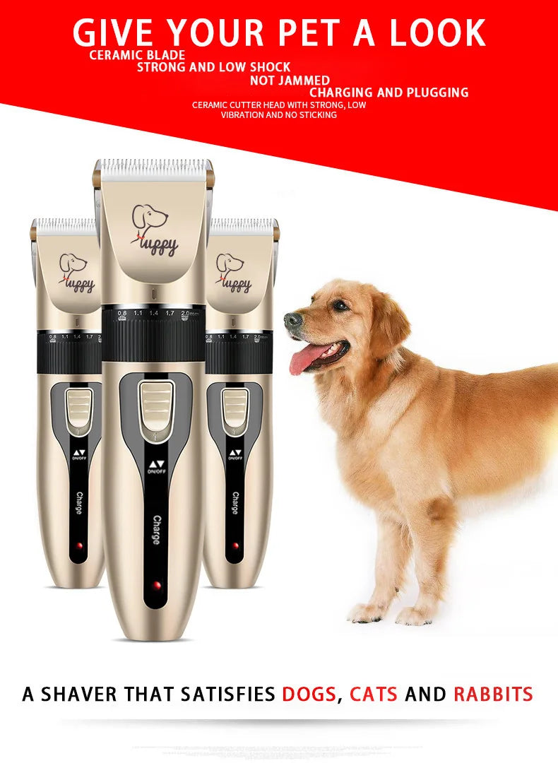 Professional Rechargeable Pet Grooming Clipper Kit for Dogs & Cats