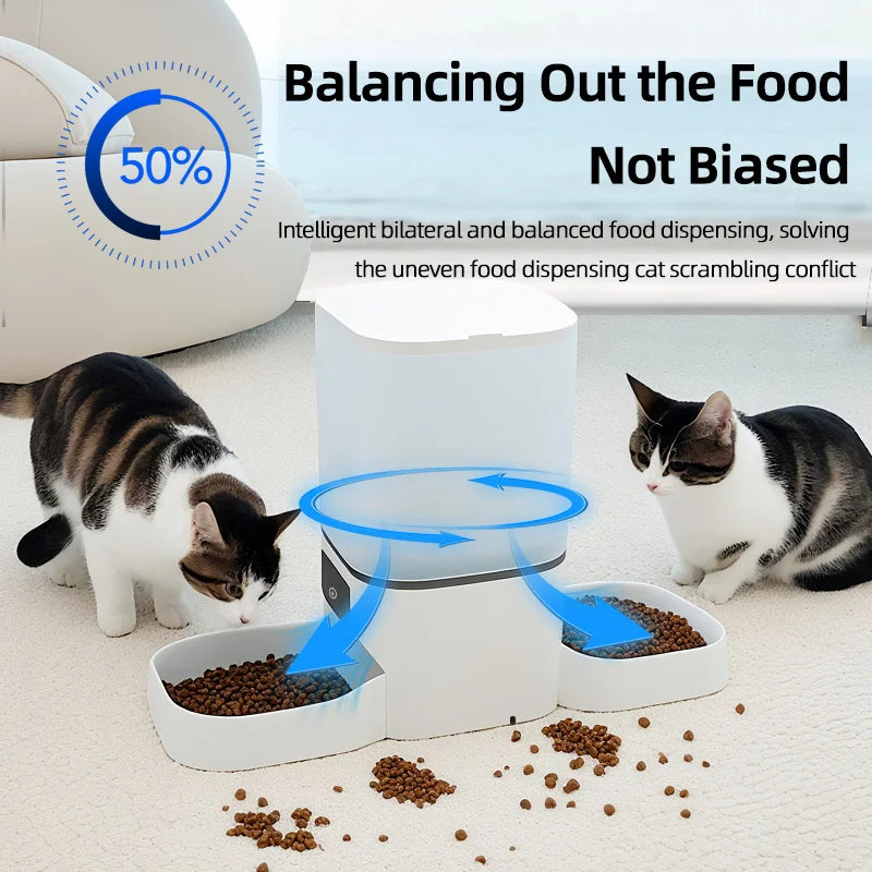 6L WiFi Automatic Pet Feeder — Dual Bowl Smart Food Dispenser for 2 Cats or Dogs