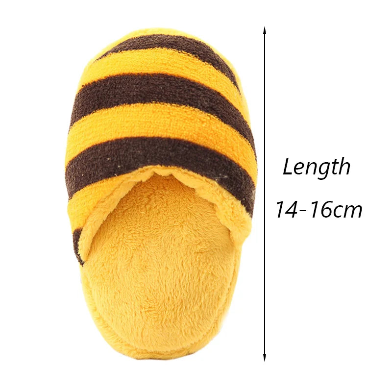 Squeaky Plush Slipper Chew Toy for Small Dogs