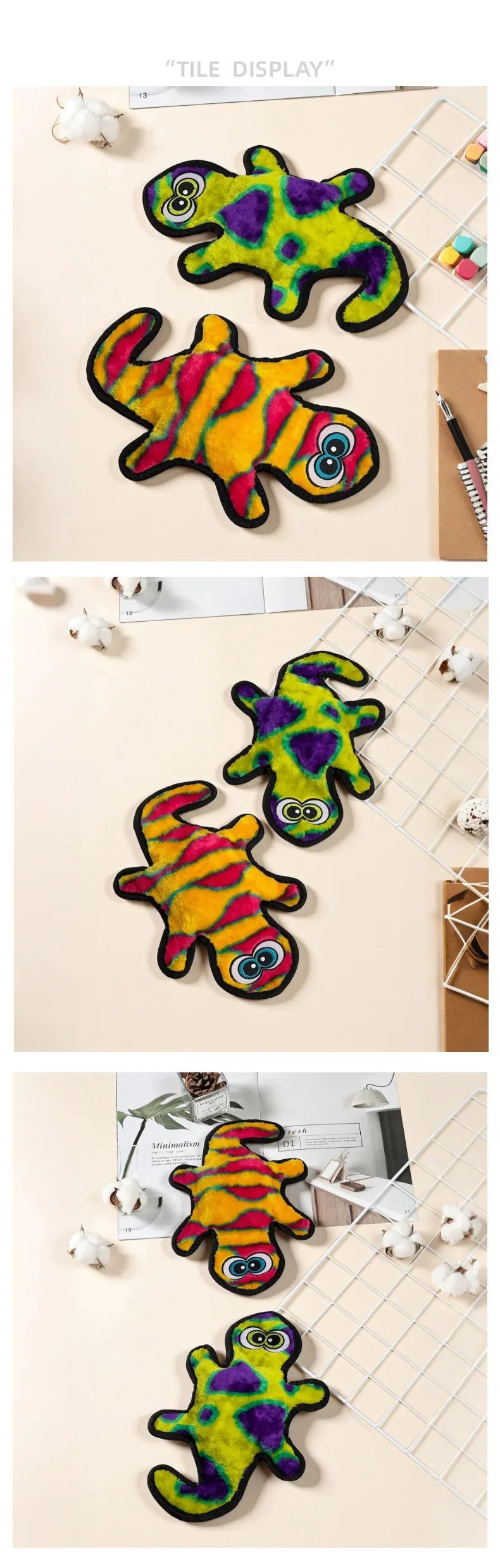 Peluche Gecko Jouet à mâcher interactif pour petits chiens