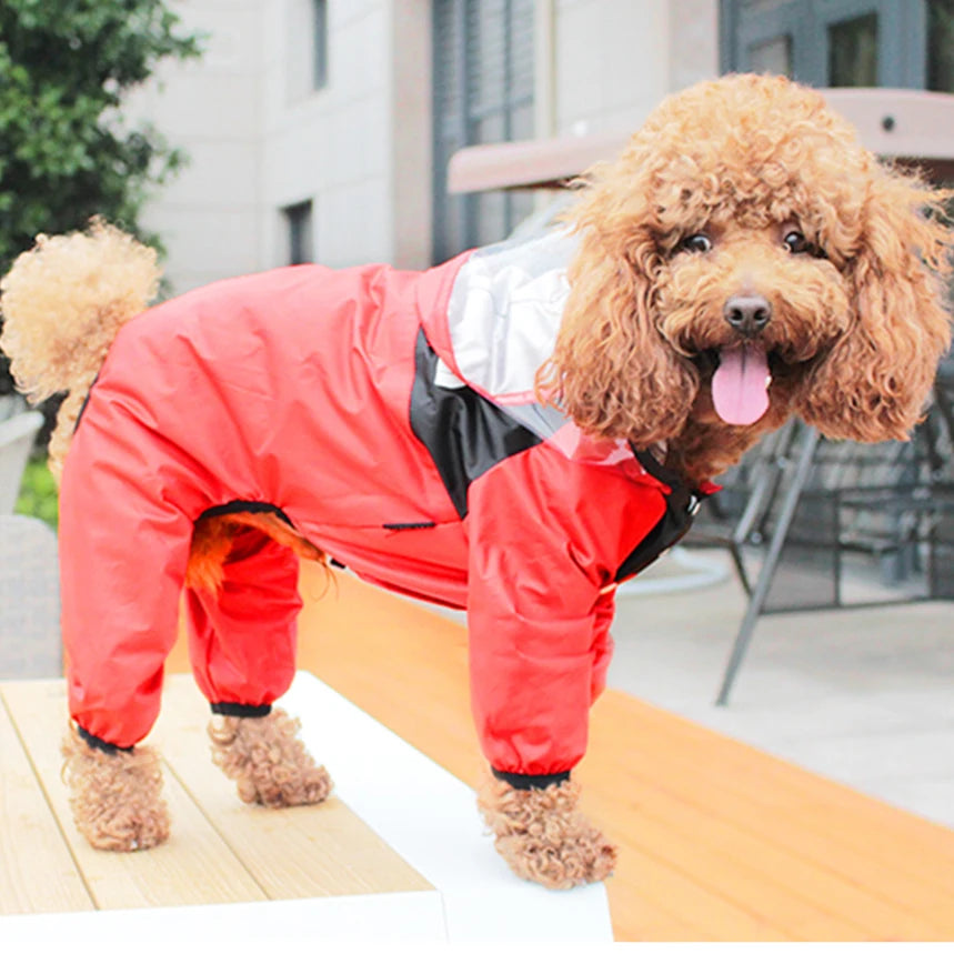 Transparent Hooded Raincoat Jumpsuit for Dogs & Cats