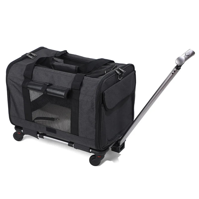 Sac de transport roulant pour animaux de compagnie avec roues — Approuvé par les compagnies aériennes et poussette pliable