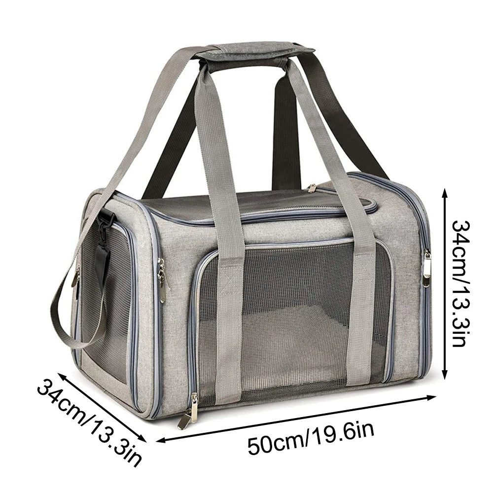 Collapsible Mesh Pet Carrier with Padded Shoulder Strap